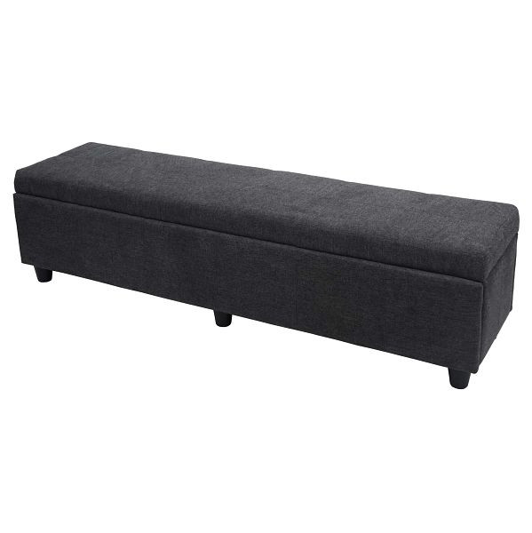 Mendler Aufbewahrungs-Truhe Kriens XXL, Sitzbank Bank, Stoff/Textil, 45x180x45cm, dunkelgrau, 74626