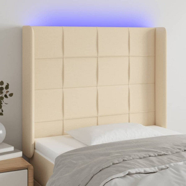 vidaXL LED Kopfteil Creme 103x16x118/128 cm Stoff, 3124043