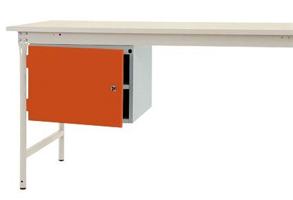Manuflex Gehäuse-Unterbau stationär, Nutzhöhe 300 mm mit 1 Tür und Einlegeboden, für Tischtiefe 800 mm, Rotorange, ZB4704.2001