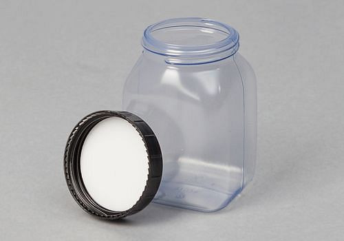 DENIOS Weithalsflaschen aus PVC, eckig, natur-transparent, 200 ml, VE: 24 Stück, 261413