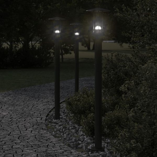 vidaXL Wegeleuchten 3 Stück Schwarz 100 cm Edelstahl, 4006356