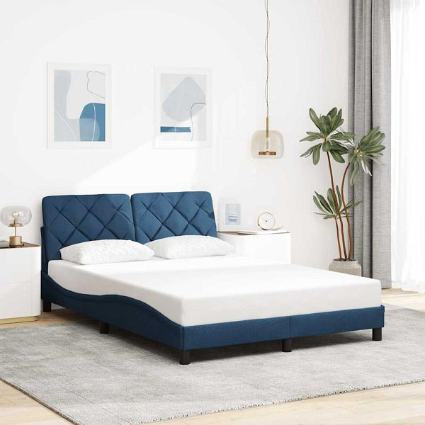 vidaXL Bettgestell ohne Matratze Blau 140x200 cm Stoff, 3310607