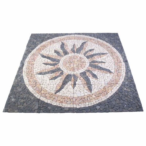vidaXL Mosaikfliesen Sonnenmuster Mehrfarbig 120 x 120 cm aus Marmor, 42033517