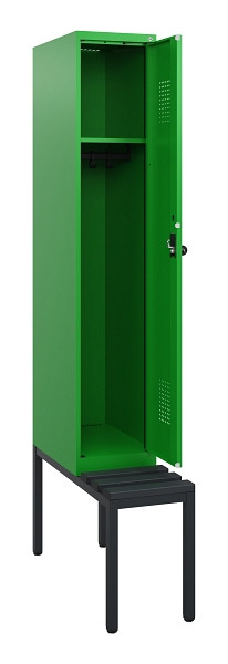C+P Spind Evolo PLUS, 1 Abteil, 1950x300x815mm, 6037/6037, Drehriegel, Sitzfläche Kunststoff, Sitzbank, 0490505-10 S10080