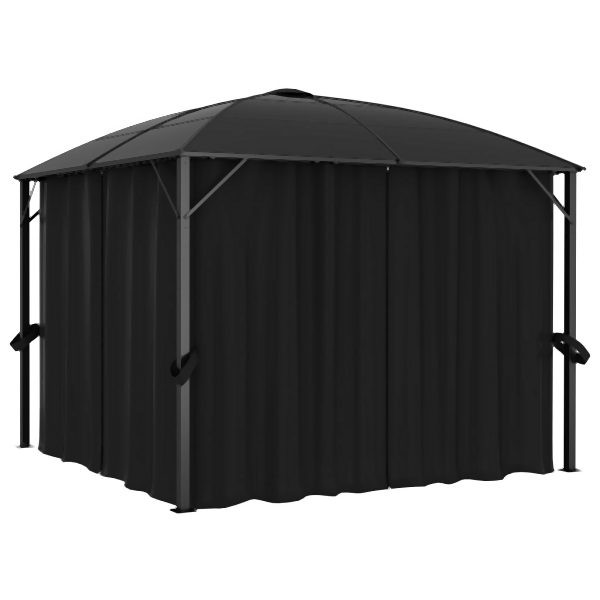 vidaXL Pavillon mit Vorhängen 300 x 300 x 265 cm Anthrazit, UV-beständig, 48600