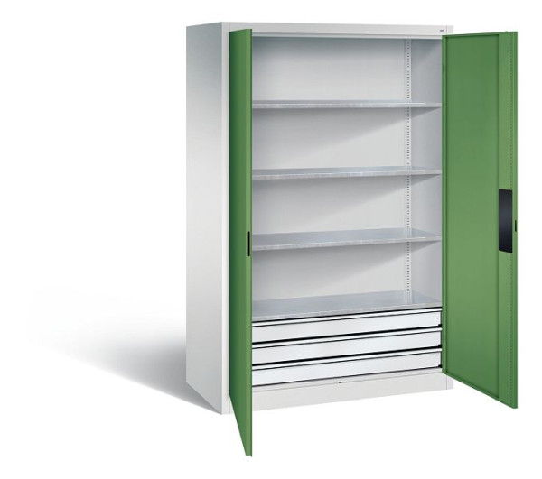 C+P Werkzeugschrank Acurado, H1950xB1200xT600mm, Farbe: Lichtgrau / Resedagrün, Muldengriff, 8932-523 S10108