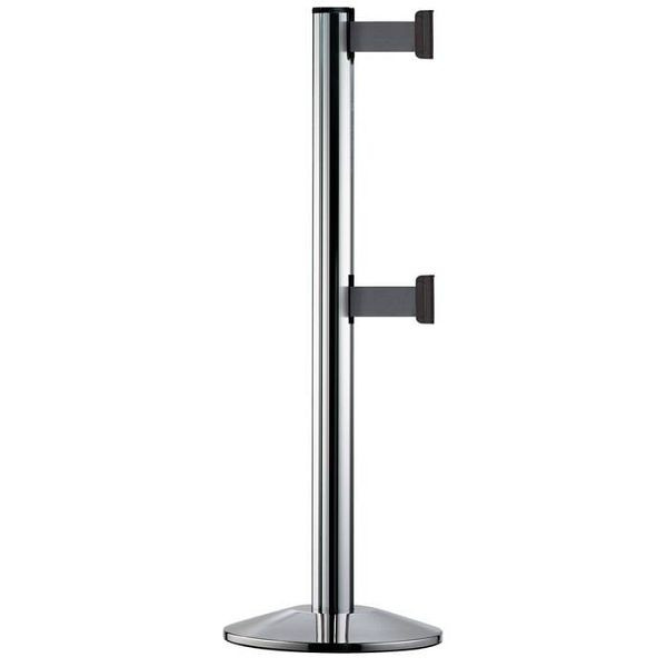 Stein HGS Personenleitsystem "Beltrac Extend Double" aus Aluminium, 2 x 3,7m, mobil, Pfosten: rot/RAL 3020, Gurt: grün, Sicherheits-Gurtendstücken, 28095-ro603