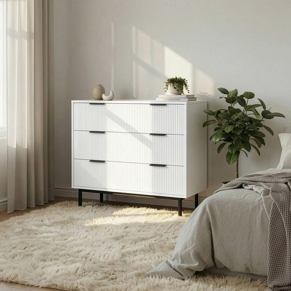 HOME DELUXE Kommode NYLA Weiß - 90 x 80 cm, 74318, 4058166437259