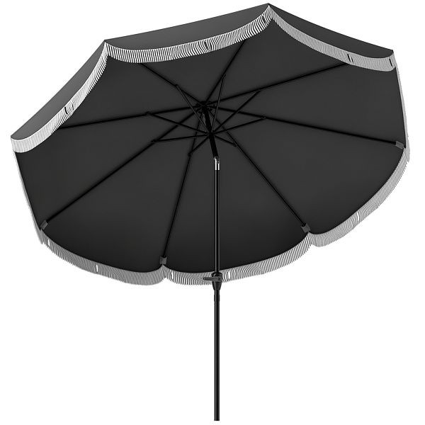 Outsunny Sonnenschirm Ø269 cm, UV Schutz Sonnenschirm achteckig Balkonschirm Sonnenschutz für Garten, Dunkelgrau, 84D-397V00CG
