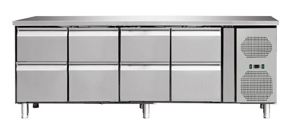 Skyrainbow Kühltisch mit 8 Schubladen, Umluft, 223x70 cm, THP4180TN