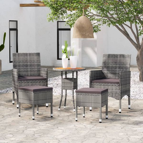 vidaXL 5-teilig Garten-Lounge-Set Poly Rattan Grau, 3058473