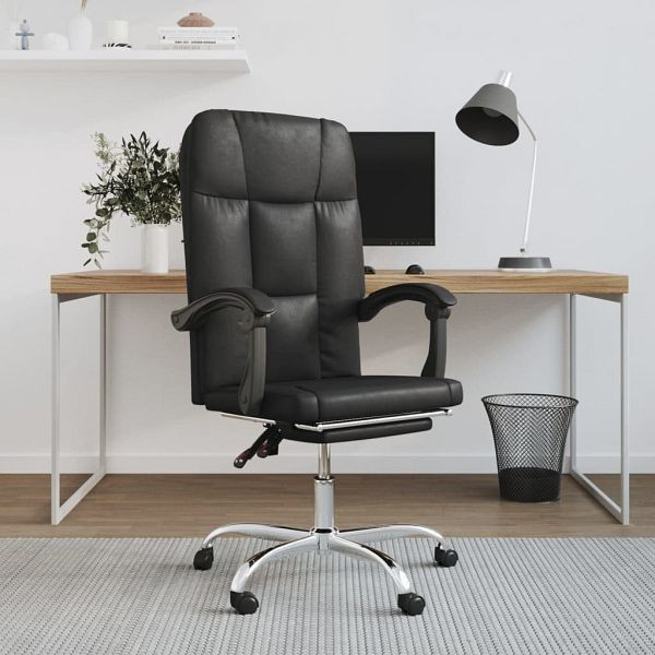 vidaXL Bürostuhl mit Liegefunktion Schwarz Kunstleder, 349639