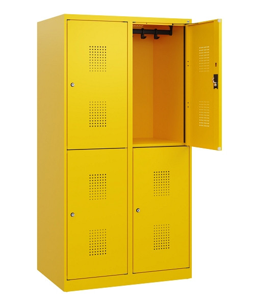 C+P Doppelstöckiger Spind Evolo PLUS, 4 Fächer, 1530x800x500mm, 1023/1023, Zylinderschloss, 0493005-22 S10065