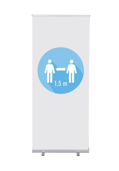 Showdown Displays Roll-Banner Budget 85 Komplettset 1,5 Meter Abstand Weiß, RBB085LSFI616