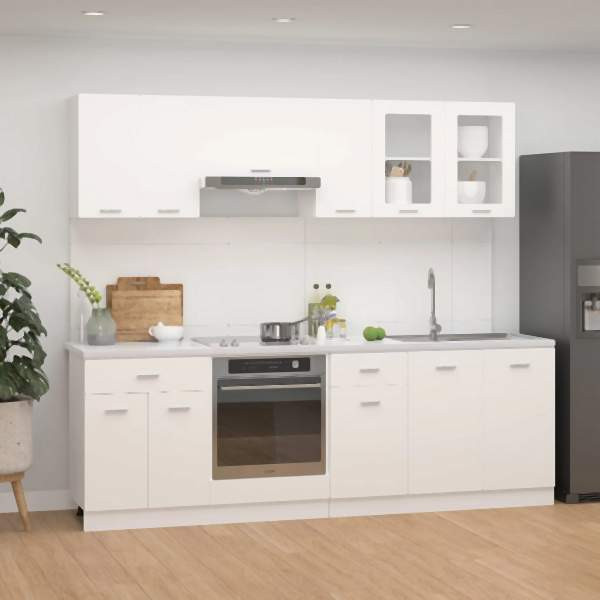 vidaXL 8-tlg. Küchenzeile Weiß Holzwerkstoff, 3067647, 8720286327036