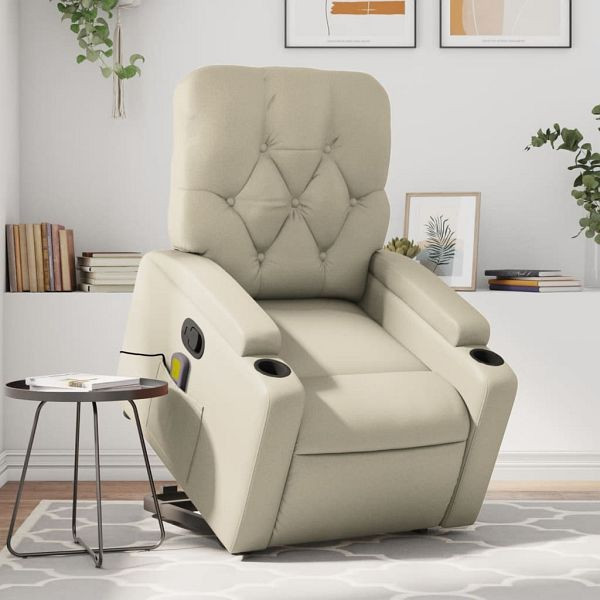 vidaXL Massagesessel mit Aufstehhilfe Creme Kunstleder, 3204780
