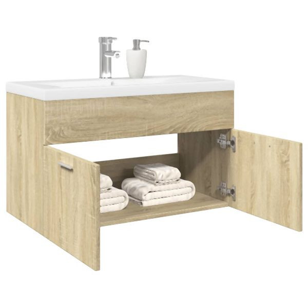 vidaXL Waschbeckenunterschrank mit Einbaubecken Sonoma-Eiche, 3324984