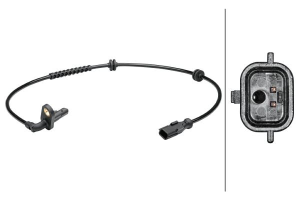 HELLA Sensor, Raddrehzahl, 2-polig, Hinterachse, Kabel: 620mm, 6PU 012 679-161