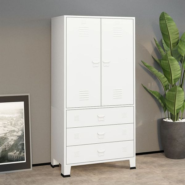 vidaXL Industrial Kleiderschrank Weiß 90x50x180 cm Metall, 339614