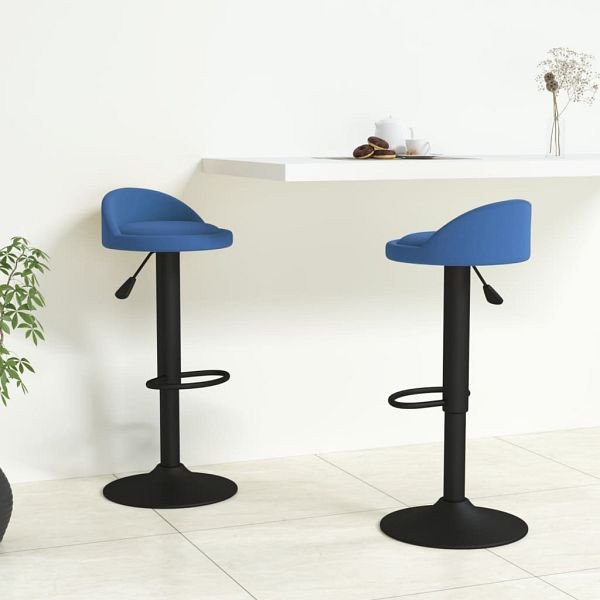 vidaXL Barhocker 2 Stück Blau Samt, Material: Samt (100% Polyester), schwarz-pulverbeschichteter Stahl, 333605