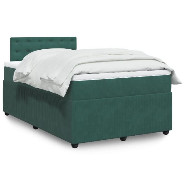 vidaXL Boxspringbett mit Matratze Dunkelgrün 120x190 cm Samt, 3290001