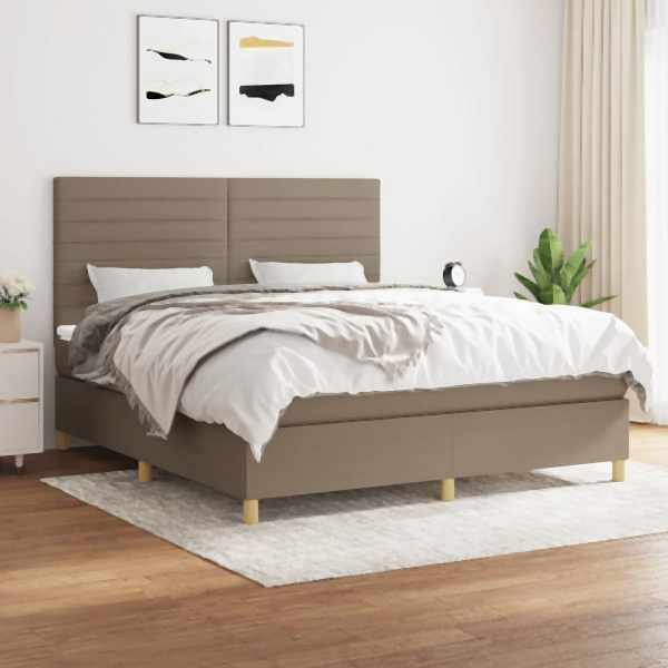 vidaXL Boxspringbett mit Matratze Taupe 160x200 cm Stoff, 3142429