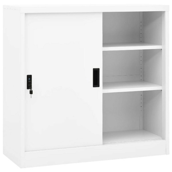 vidaXL Büroschrank mit Schiebetür Weiß 90x40x90 cm Stahl, 335950