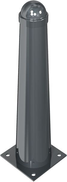 Schake Absperrpoller, ortsfest zum Aufdübeln, konisch 168mm/96mm mit Zierkappe und verzinkt und beschichtet RAL 8019, mit 1 Öse, 40168PB+1