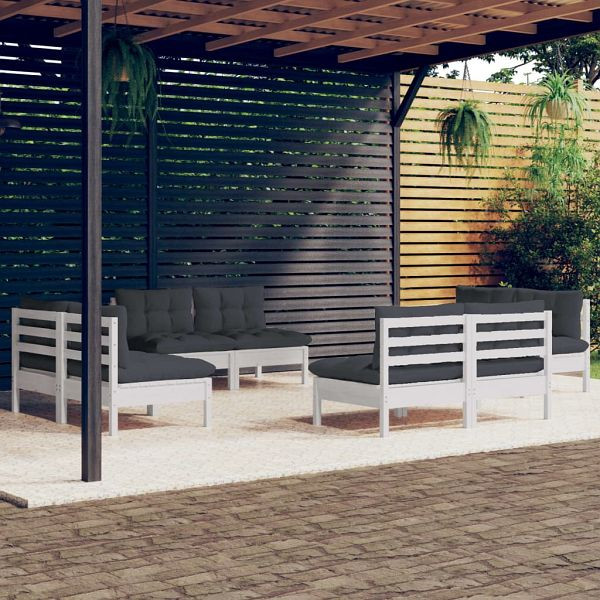 vidaXL 8-teilig Garten-Lounge-Set mit Anthrazit Kissen Kiefernholz, 3096041