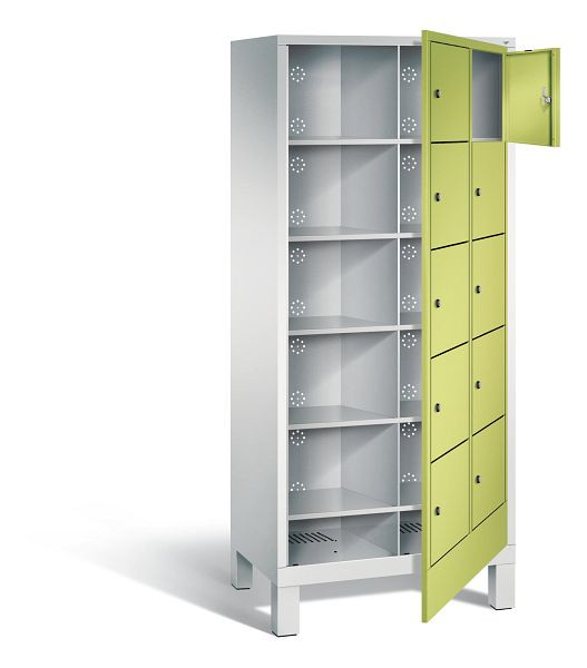 C+P Wäsche-Sammelschrank Evolo, H1850xB810xT500mm, Farbe: Lichtgrau / Viridingrün, 48060-205 S10092