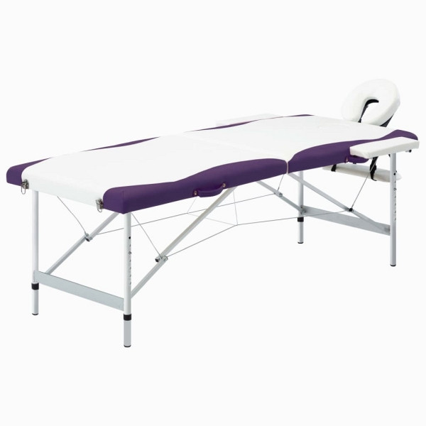 vidaXL Massagetisch Klappbar 2 Zonen Aluminium Weiß und Lila, 110233