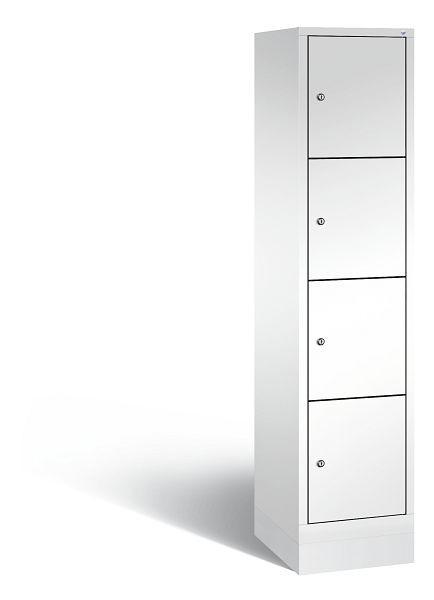 C+P Stahl-Ladeschrank Evolo, 4 Fächer, H1800xB420xT500 mm, Weiß, 48020-1204EB S10017