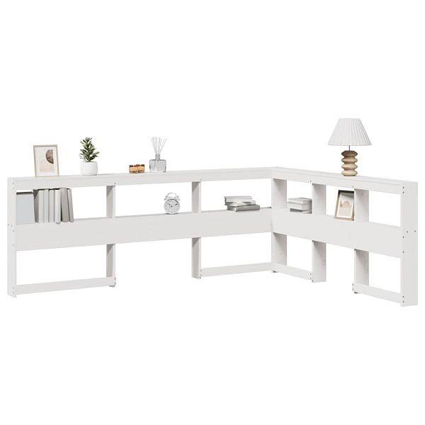 vidaXL Kopfteil mit bücherregal L-form weiß 135 cm massivholz kiefer, 859284