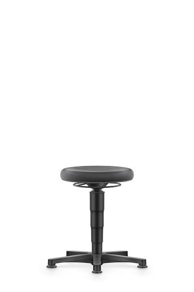 bimos Allround Hocker mit Gleiter, Supertec schwarz, Sitzhöhe 450-650 mm, Farbring grau, 9460-SP01-3278