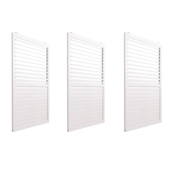Mendler 3er-Set Aluminium Schiebetür für Pergola HWC-L46, Terrassenüberdachung, Lamellenpaneel Modul, 206x272cm, weiß, 110498+110499+110500+110501