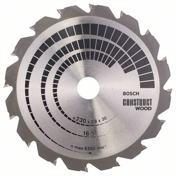 Bosch Kreissägeblatt Construct Wood, 230 x 30 x 2,8 mm, 16, 2608640635
