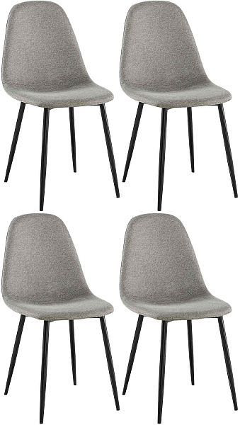 CLP 4er Set Esszimmerstühle Napier Stoff, hellgrau, 323150