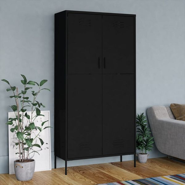 vidaXL Kleiderschrank Schwarz 90x50x180 cm Stahl, 336250