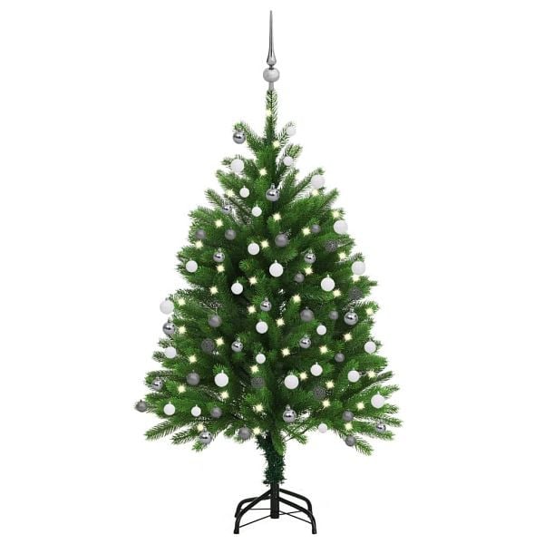 vidaXL Künstlicher Weihnachtsbaum mit Beleuchtung & Kugeln 120 cm Grün, 3077725