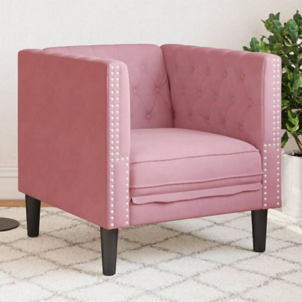 vidaXL Chesterfield-Sessel Rosa Samt, 372676, 8721012400627