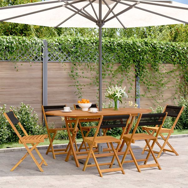 vidaXL Gartenstühle 6 Stück Klappbar Schwarz Massivholz Akazie, 3214602