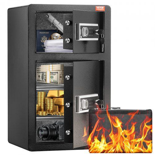 VEVOR Doppeltür-Safe Schlüsselschloss Passwort Möbeltresor 42x38x70cm Schwarz, LMBXXLS452CU8Z59AV9