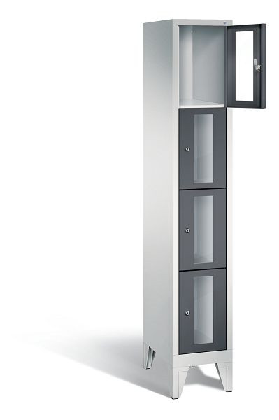 C+P Schließfachschrank Classic, H1850xB320xT500mm, Farbe: Lichtgrau / Schwarzgrau, 8010A104 S10005