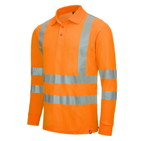 NITRAS MOTION TEX VIZ, Warnschutz-Langarm-Poloshirt, Größe: XS, Farbe: neonorange, VE: 20 Stück, 7014-4100-XS