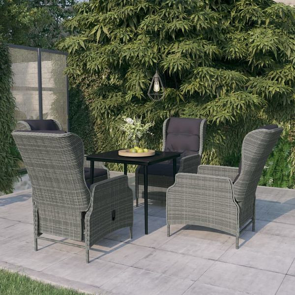 vidaXL 5-teilig Garten-Essgruppe Hellgrau, Material: Pulverbeschichteter stahl, Glas, 3099662