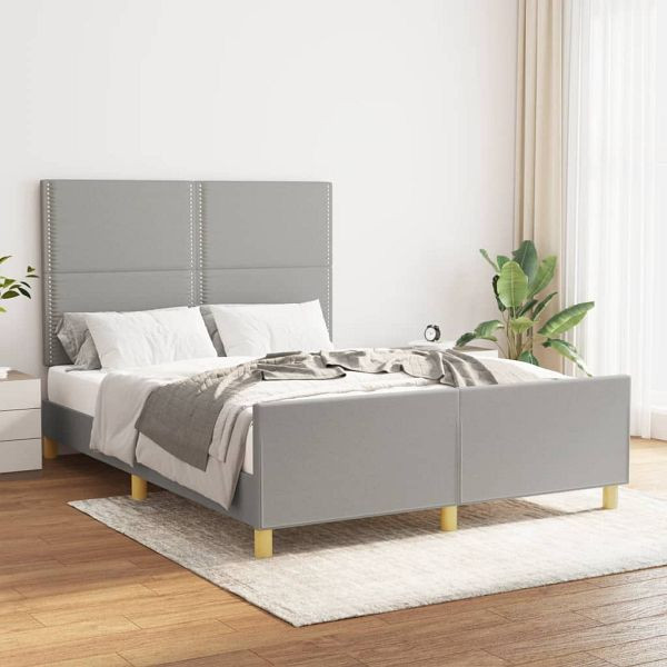 vidaXL Bettgestell mit Kopfteil Hellgrau 140x190 cm Stoff, 3124968