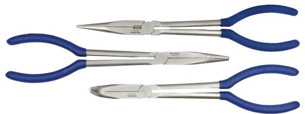 SW-Stahl Spitzbackenzangensatz, extra lang, 3-teilig, Gerade, 45° abgewinkelt + 90° abgewinkelt, 40710L