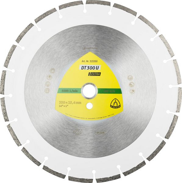 Klingspor DT 300 U Diamanttrennscheiben 300 x 2,8 x 30 mm 17 Segmente 50,1 x 2,8 x 7 mm Standardverzahnung, für Motortrennschleifer und Tischsägen, 325351