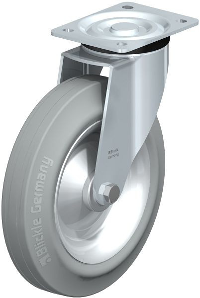 Blickle L-V 252R-3-SG Stahlblech-Lenkrolle, mittelschwere Ausführung, mit Anschraubplatte, Vollgummi, Grau, 59881