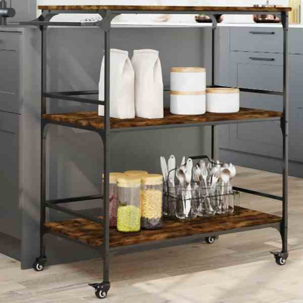 vidaXL Küchenwagen Räuchereiche 100,5x50x105 cm Holzwerkstoff, 842333